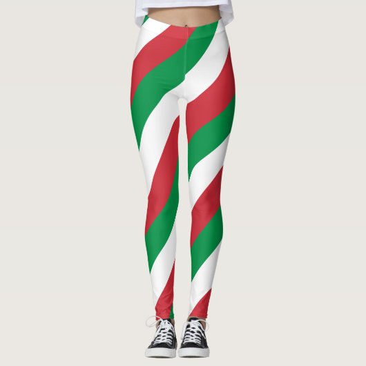 Italienische Flagge Farben diagonal gestreift Leggings (Vorderseite)