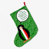 Italienische Flagge Feiertag Frau Penguin Gespräch Großer Weihnachtsstrumpf (Rückseite (Hängend))