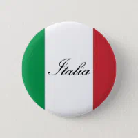 Italien, italienische flagge, karte und glänzender knopf.