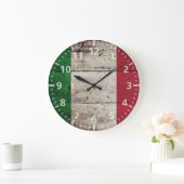 Italienische Flagge für Altholzkörner Große Wanduhr (Zuhause)