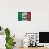 Italienische Flagge für den Effekt von Rohholzplat Poster (Heimbüro)