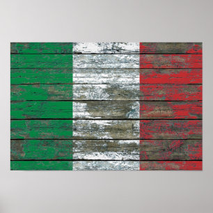 Italienische Flagge für den Effekt von Rohholzplat Poster