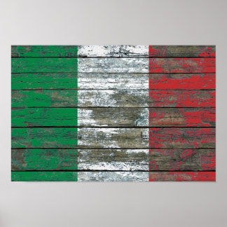 Italienische Flagge für den Effekt von Rohholzplat Poster