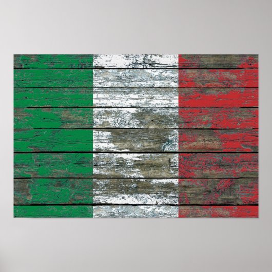 Italienische Flagge für den Effekt von Rohholzplat Poster (Vorne)