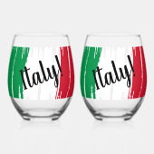 Italienische Flagge für künstlerische Pinselstrich Weinglas Ohne Stiel (Vorderseite)