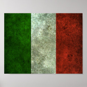 Italienische Flagge gealterter Stahleffekt Poster