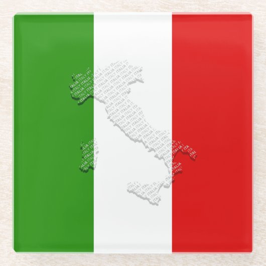 Italienische Flagge Glasuntersetzer (Vorderseite)