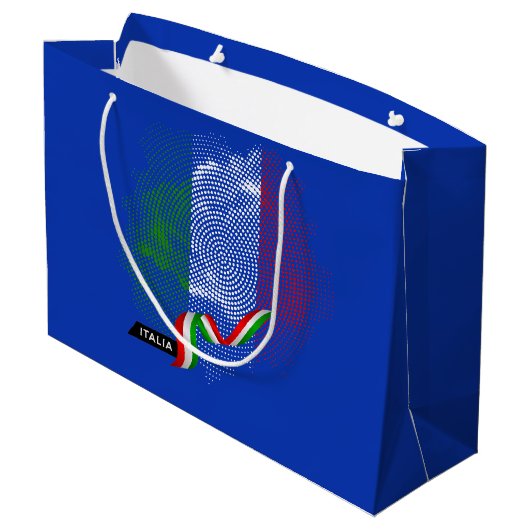 Italienische Flagge Große Geschenktüte (Rückseite Schrägansicht)