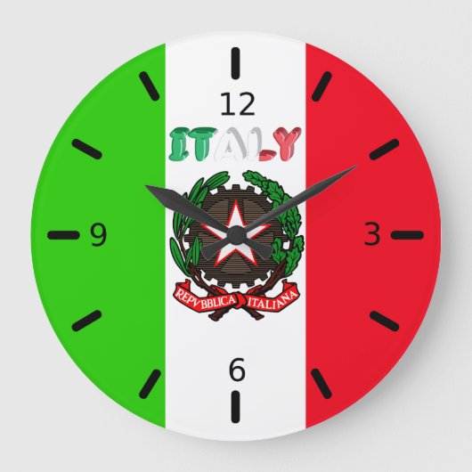 italienische Flagge Große Wanduhr (Vorderseite)