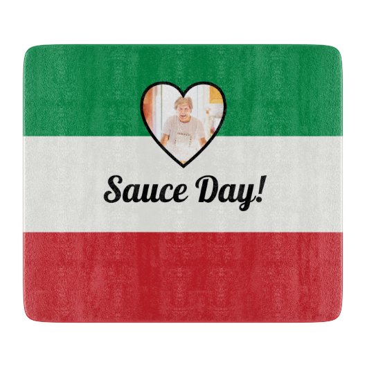 Italienische Flagge Herzlich Willkommen Foto Sauce Schneidebrett (Vorderseite)
