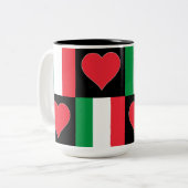 Italienische Flagge Herzmuster Patriotischer Itali Zweifarbige Tasse (Vorderseite Links)