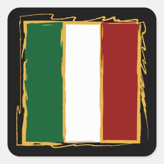 Italienische Flagge im abstrakten Gekritzel Quadratischer Aufkleber (Vorderseite)