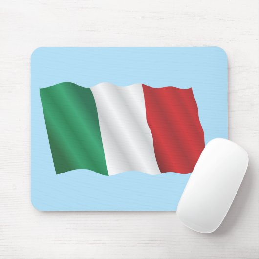 Italienische Flagge im Wind unter blauem Himmel Mousepad (Mit Mouse)