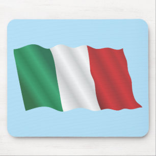 Italienische Flagge im Wind unter blauem Himmel Mousepad