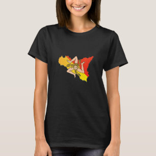 Italienische Flagge in der sizilianischen Kontur S T-Shirt