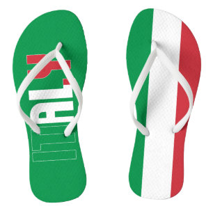 Italienische Flagge Inschrift Grün Rot Weiß Patrio Badesandalen