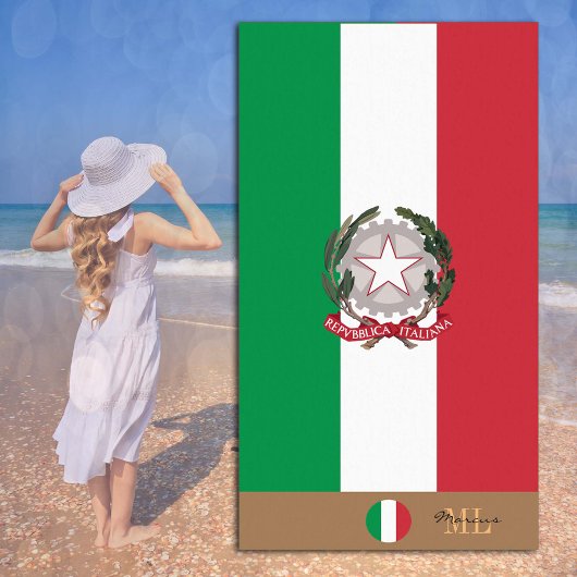 Italienische Flagge / Italien mit Monogramm / Stra Strandtuch