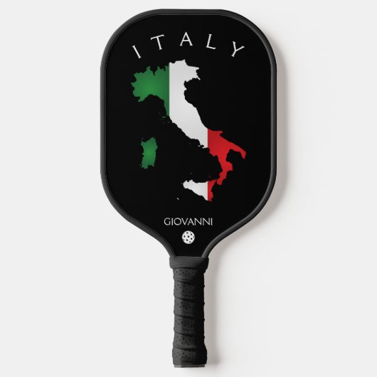 Italienische Flagge Italienische Karte Schwarz Pickleball Schläger (Vorderseite)
