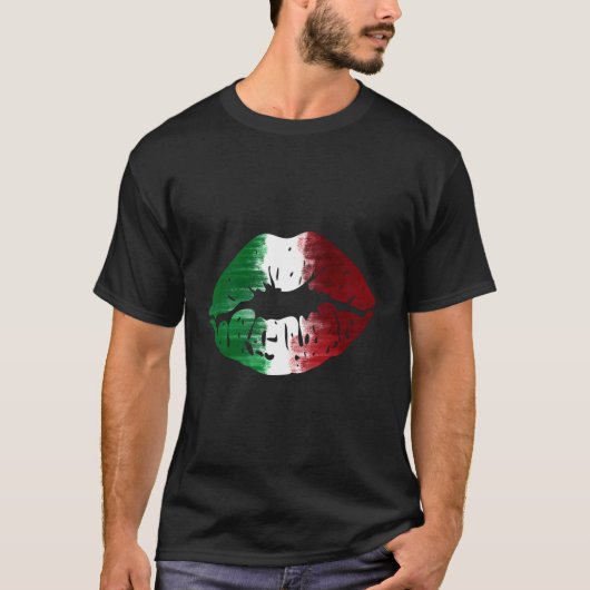 Italienische Flagge Küss Ich bin italienische Lipp T-Shirt (Vorderseite)