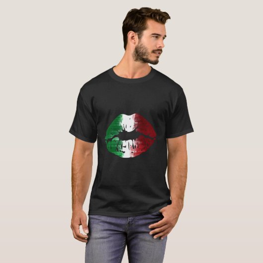 Italienische Flagge Küss Ich bin italienische Lipp T-Shirt (Vorne ganz)