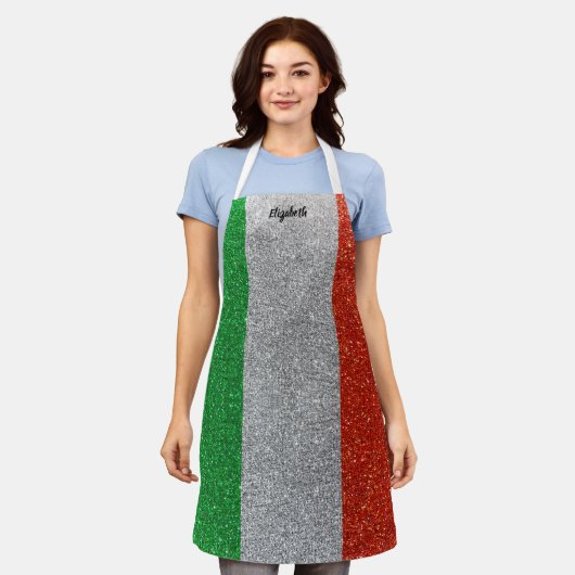 Italienische Flagge Lebensmittel Koch Küche GRILLE Schürze (Getragen)