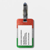 Italienische Flagge Mailand Bling Glitzer Mode Gepäckanhänger (Rückseite vertikal)