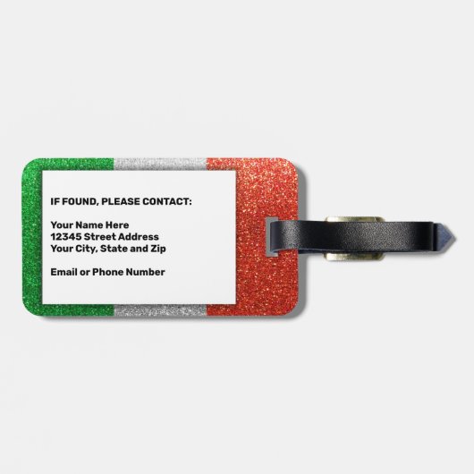 Italienische Flagge Mailand Bling Glitzer Mode Gepäckanhänger (Rückseite horizontal)