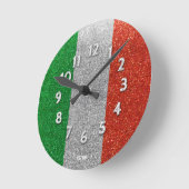 Italienische Flagge Mailand Bling Glitzer Mode Runde Wanduhr (Winkel)
