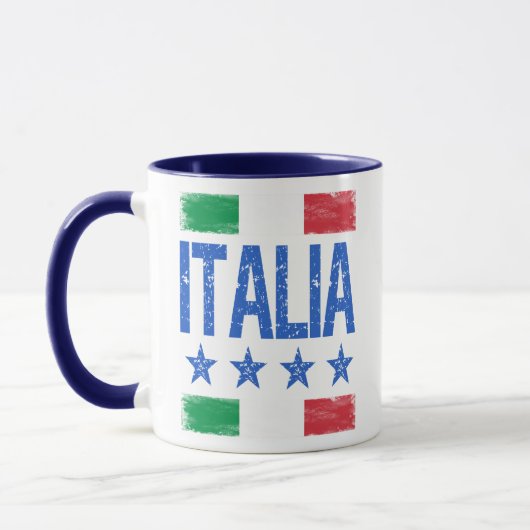 Italienische Flagge mit 4 Sternen Tasse (Links)