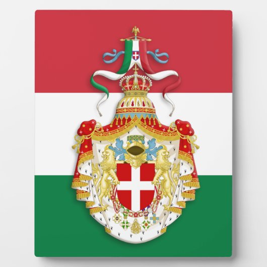 Italienische Flagge mit Abzeichen des Königreichs  Fotoplatte (Vorderseite)