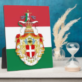 Italienische Flagge mit Abzeichen des Königreichs  Fotoplatte (Seite)