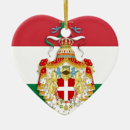 Italienische Flagge mit Abzeichen des Königreichs Keramik Ornament (Vorne)