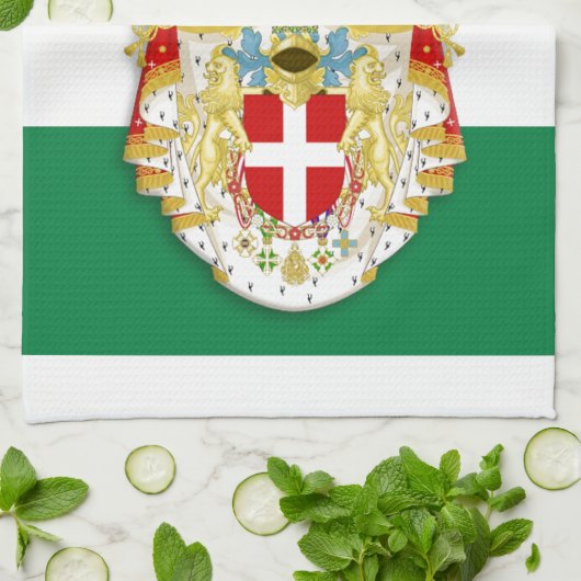 Italienische Flagge mit Abzeichen des Königreichs  Küchentuch (Gefaltet)