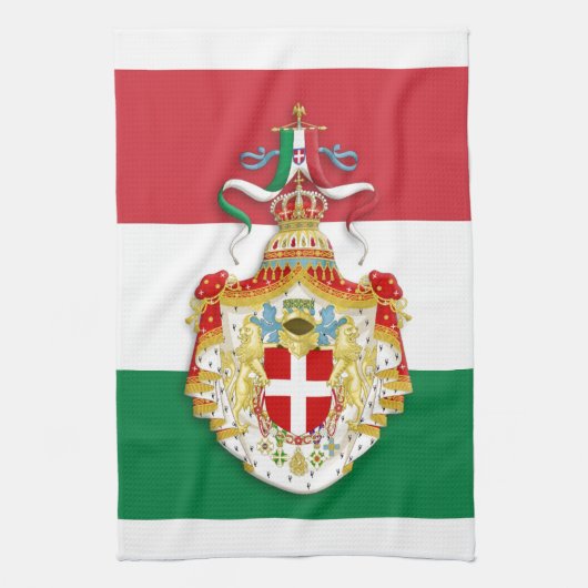 Italienische Flagge mit Abzeichen des Königreichs  Küchentuch (Vertikal)