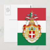 Italienische Flagge mit Abzeichen des Königreichs  Postkarte (Vorne/Hinten)