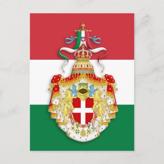 Italienische Flagge mit Abzeichen des Königreichs  Postkarte (Vorderseite)