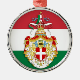 Italienische Flagge mit Abzeichen des Königreichs  Silbernes Ornament