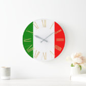 Italienische Flagge mit goldrömischen Zahlen Große Wanduhr (Zuhause)