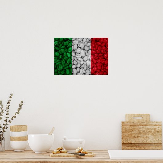 Italienische Flagge mit Kaffee Poster (Küche)