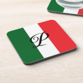 Italienische Flagge mit Monogramm Getränkeuntersetzer (Linke Seite)