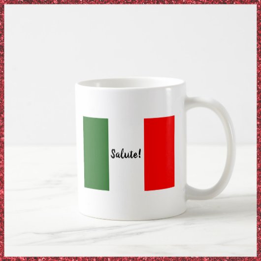 Italienische Flagge mit Salute Toast Rotes Grün Kaffeetasse