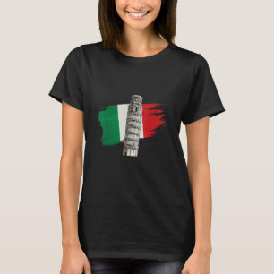 Italienische Flagge mit Schiebeturm von Pisa in de T-Shirt