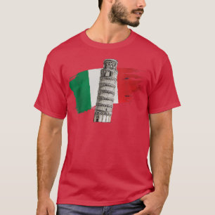Italienische Flagge mit Schiebeturm von Pisa in de T-Shirt