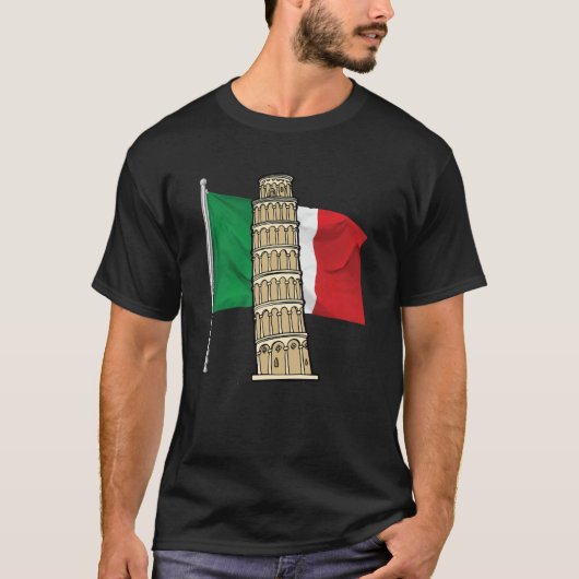 Italienische Flagge mit Schießturm auf italienisch T-Shirt (Vorderseite)