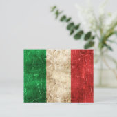 Italienische Flagge mit Vintagem Alter Postkarte (Stehend Vorderseite)