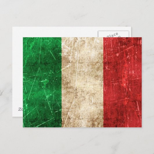 Italienische Flagge mit Vintagem Alter Postkarte (Vorne/Hinten)