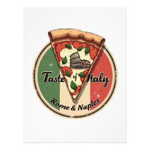 Italienische Flagge mit Vintager Pizza aus Rom und Fotodruck