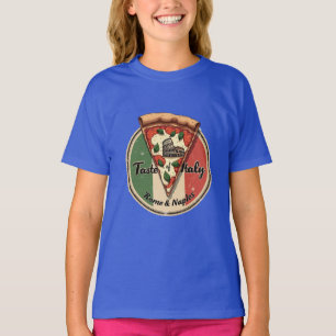 Italienische Flagge mit Vintager Pizza aus Rom und T-Shirt