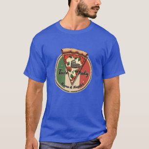 Italienische Flagge mit Vintager Pizza aus Rom und T-Shirt