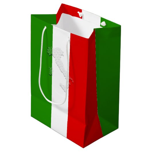 Italienische Flagge Mittlere Geschenktüte (Vorderseite Schrägansicht)